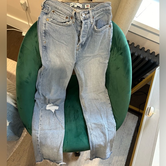 Re/Done Stove Pipe Jeans - Cloudy Blue - Size 24 - Picture 2 of 5